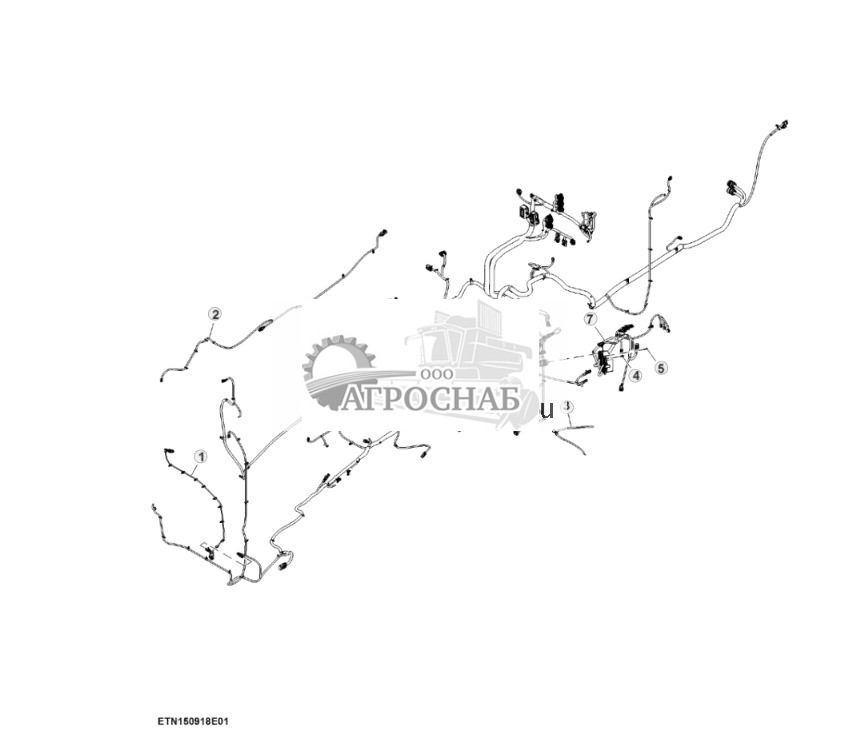 Жгут проводов шасси, с AutoTrac™ и резервным насосом, 15,0 L, двигатель FT4 (для стран СНГ, Европы, Северной Африки, Ближнего Востока) (15) (804000 - ) - ST895997 236.jpg